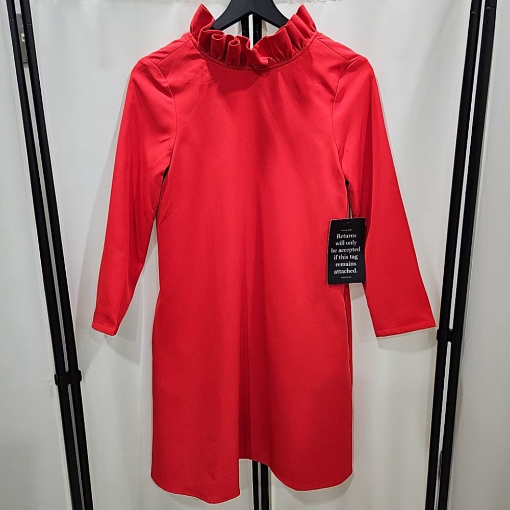 NWT Tuckernuck Daphne Dress Poppy Red Mini Preppy Bowtie Collar Pockets XXS - Picture 4 of 14